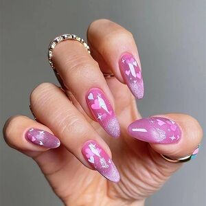 Pink Heart Nail Art